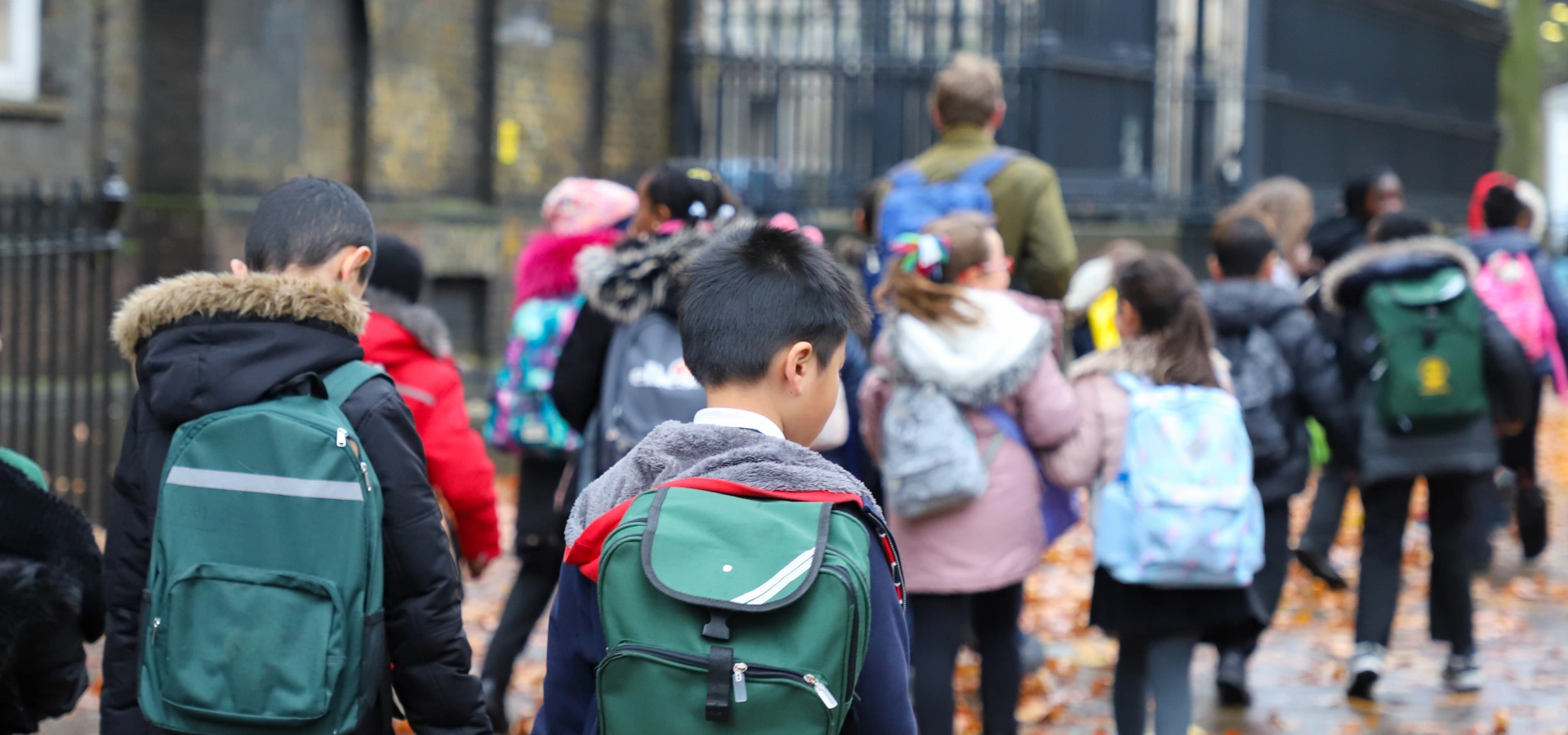 Primary school children walking to school.