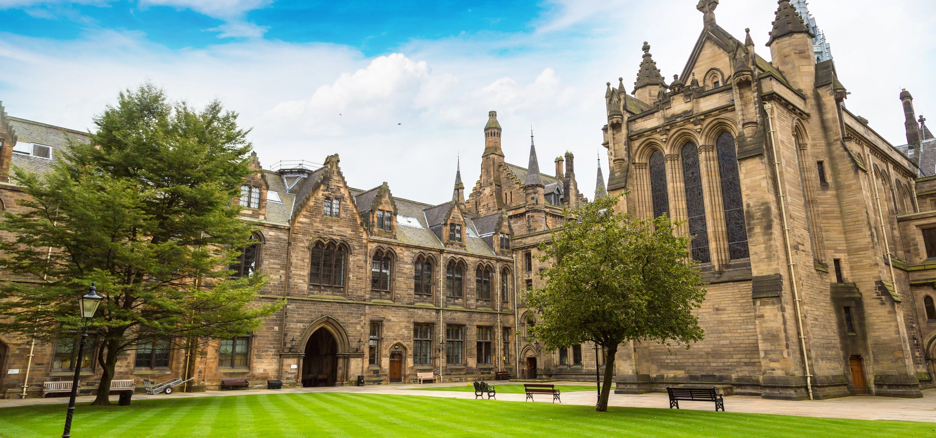 View of Glasgow University's gardens.