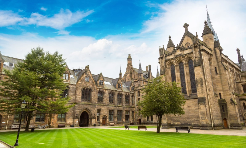 View of Glasgow University's gardens.