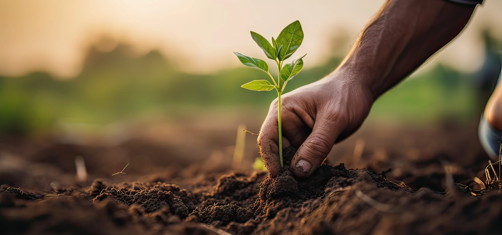 A hand holding a newly grown plant.