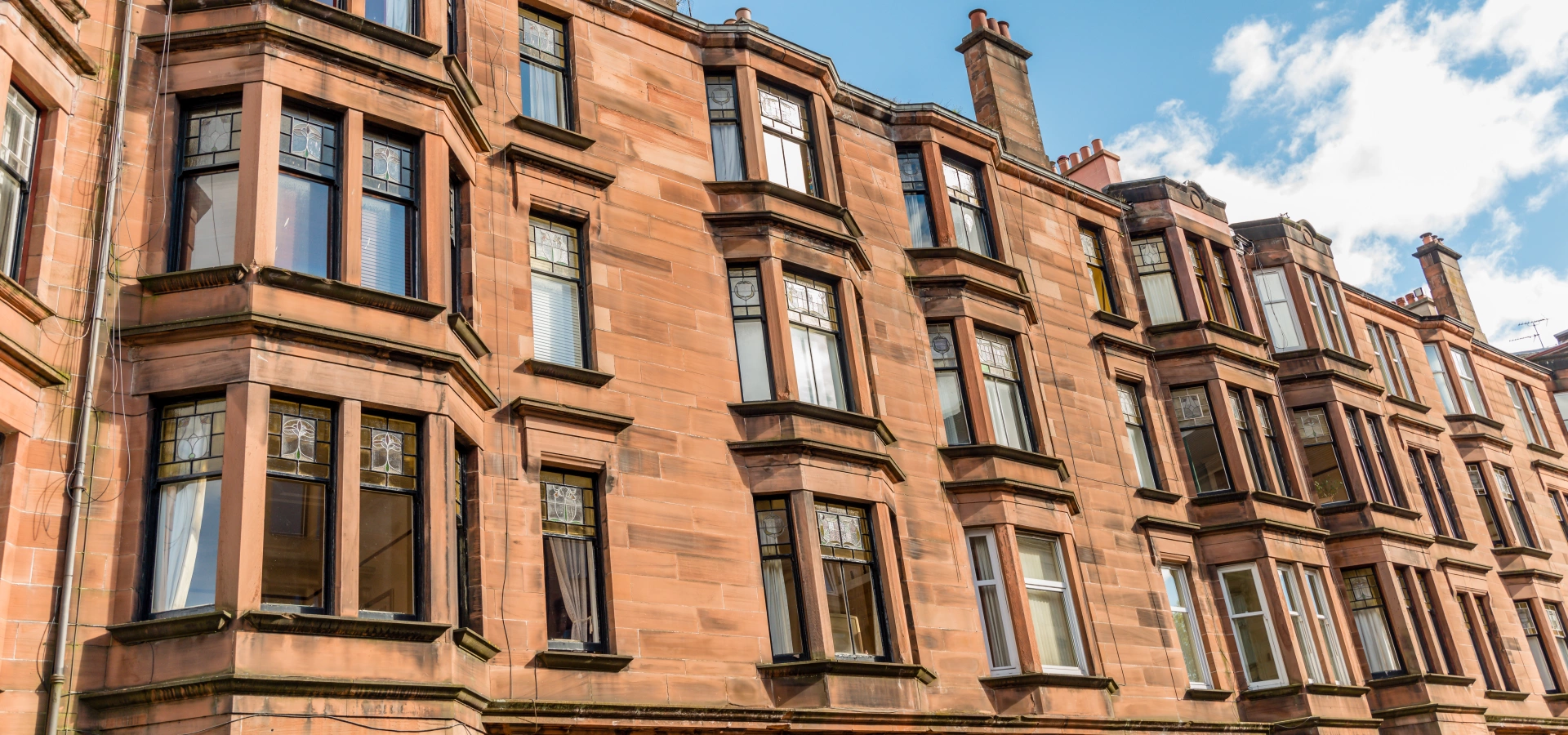 Row of tenement flats in Glasgow.