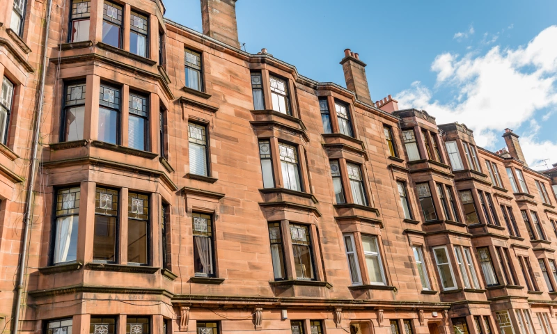 Row of tenement flats in Glasgow.