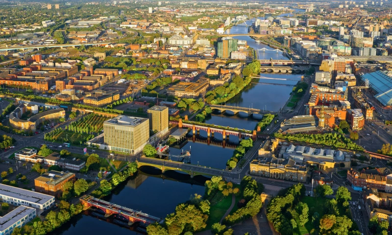 Aerial view of Glasgow.